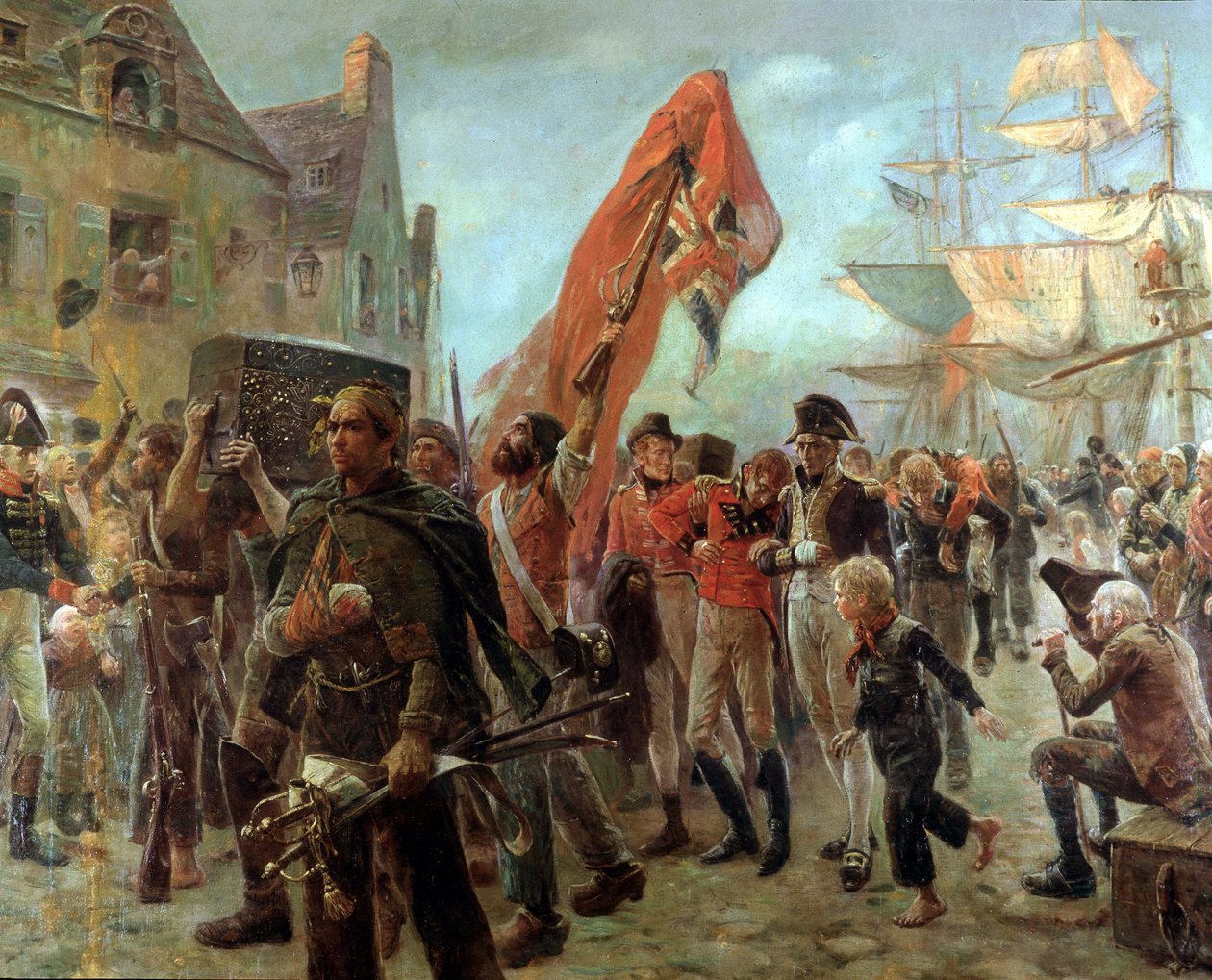Privateers i 1806 - olje på lerret av Maurice Orange, sent på 1800-tallet. av Maurice Henri Orange