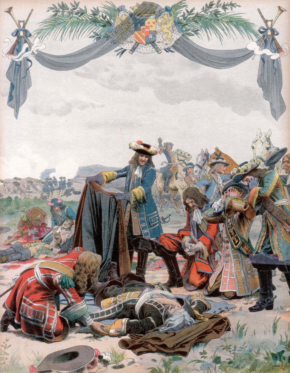 Død av Henri, Vicomte de Turenne, fransk soldat, 1675 c1871-1940 av Maurice Leloir