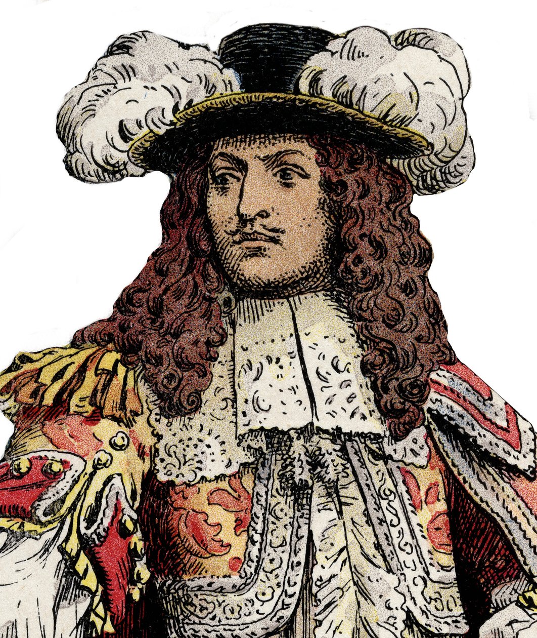 Fransk konge Louis XIV - Kromotypografi i "" Le Roy Soleil"" (Louis XIV) av Gustave Toutwelve, Illustrasjon av Maurice Leloir (1853-1940) av Maurice Leloir