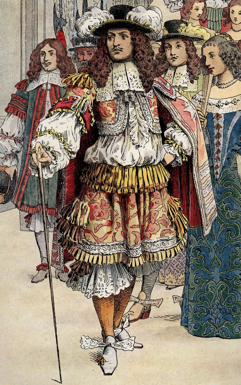 Den franske kongen Ludvig XIV i sitt slott Vaux Le Vicomte av Maurice Leloir