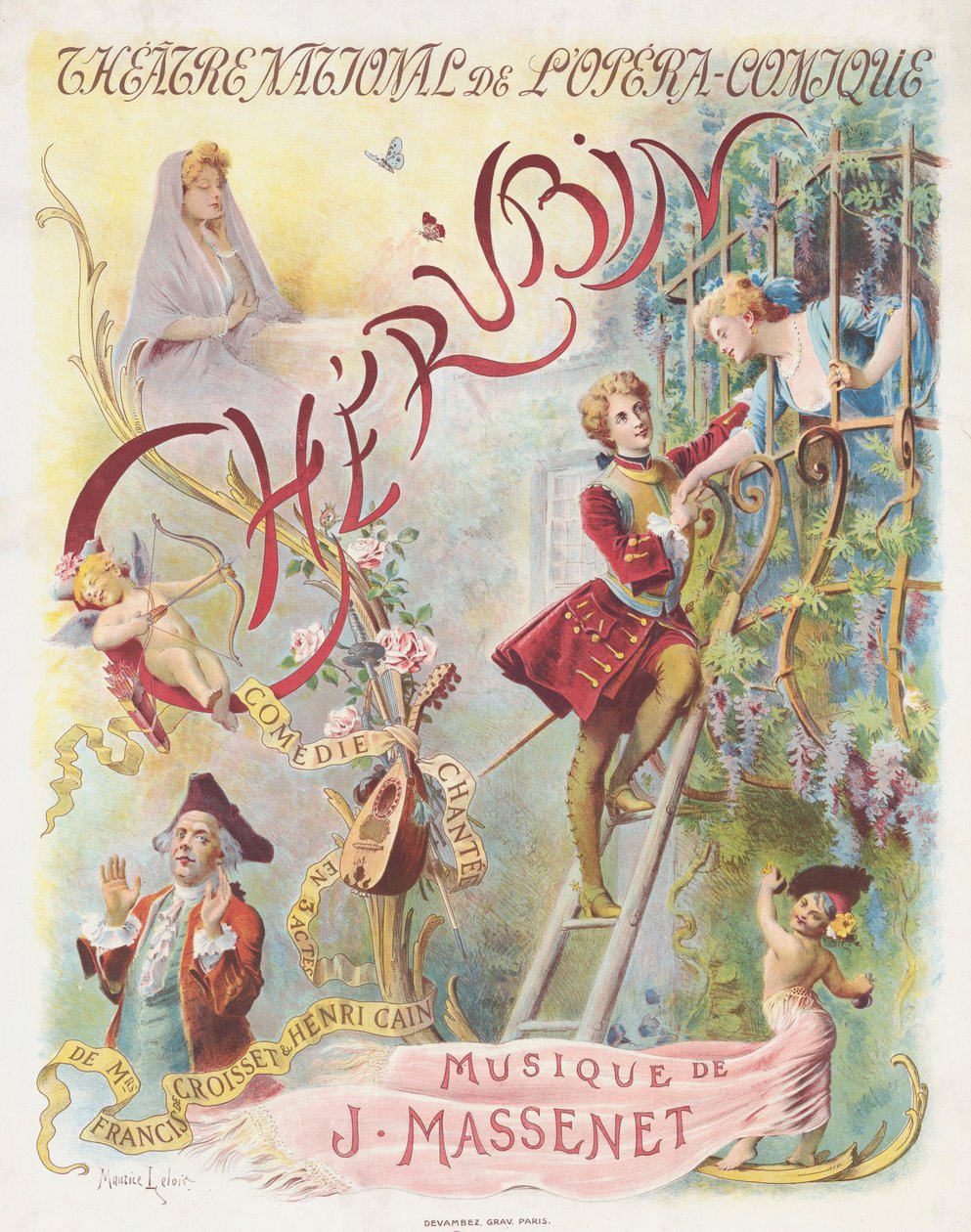 Premiereplakat for operaen Chérubin av Jules Massenet, 1905. av Maurice Leloir