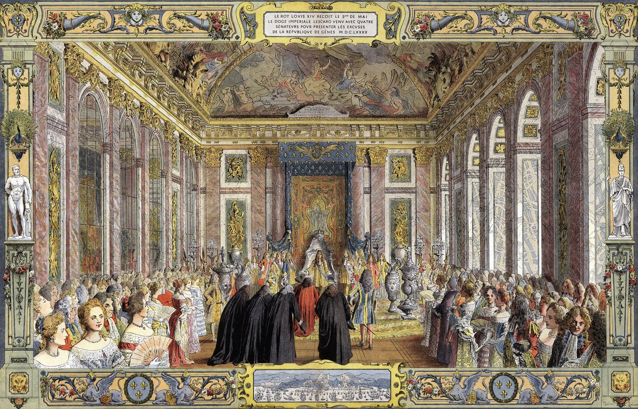 Reparasjon gjort til Louis XIV kjent som solkongen (kong Soleil eller Louis den store av Maurice Leloir