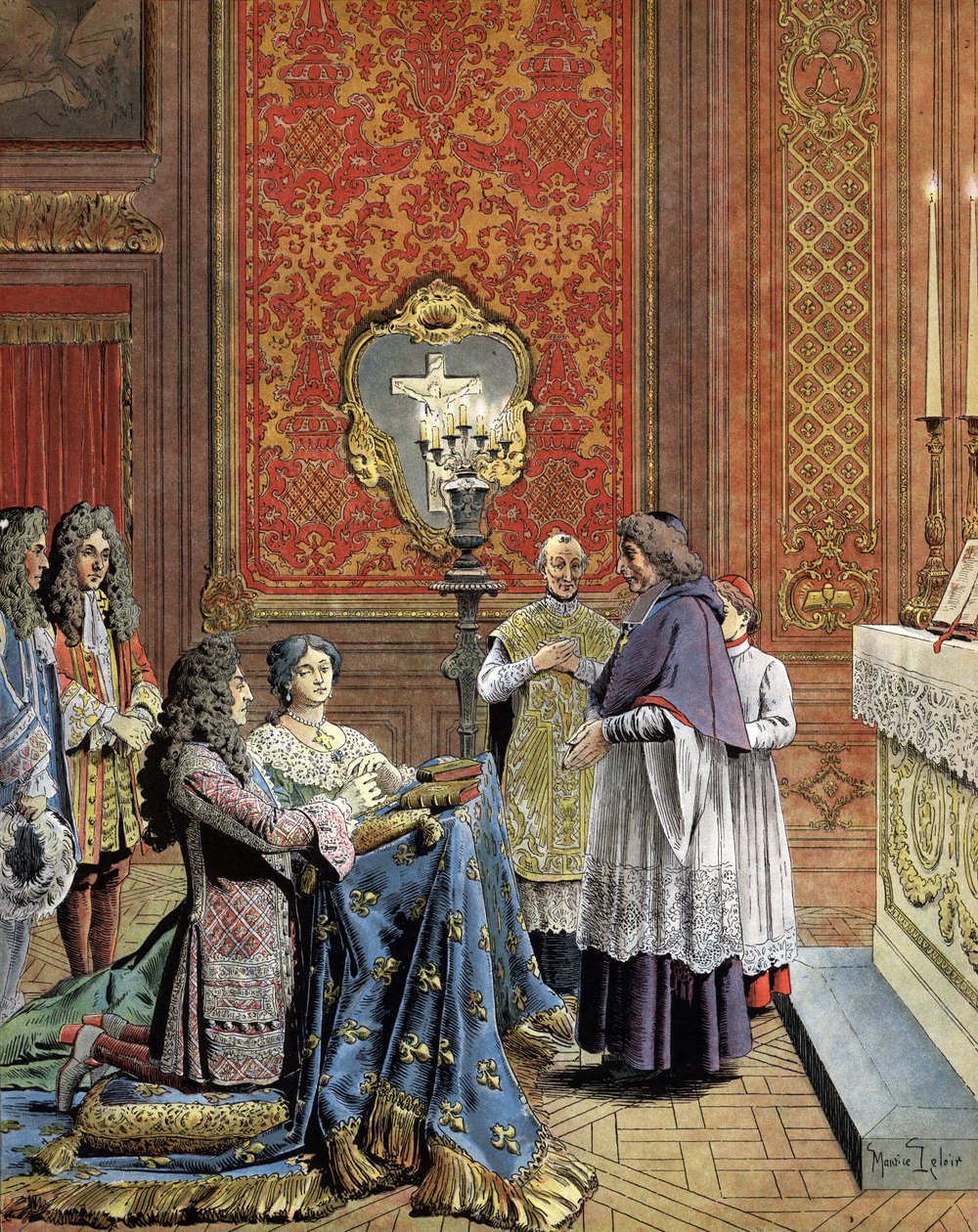 The Secret Marriage of Louis XIV, known as the Sun King (King Sun or Louis the Great av Maurice Leloir