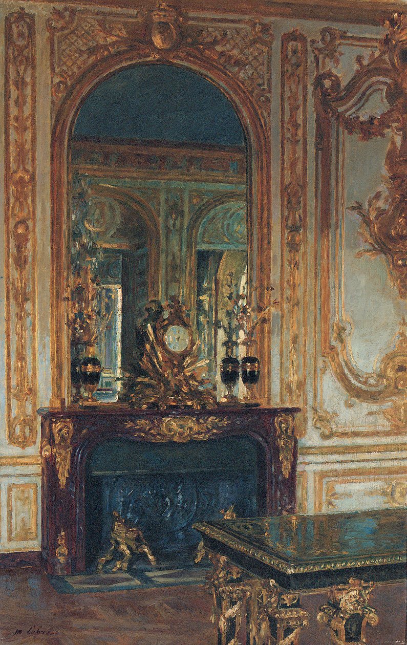 Innvendig utsikt over Versailles (olje på lerret) av Maurice Lobre