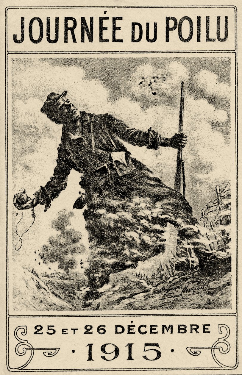 Fransk propagandaplakat "Hairy Day". 25. og 26. desember 1915", pub. 1915 (farge litho) av Maurice Louis Henri Neumont
