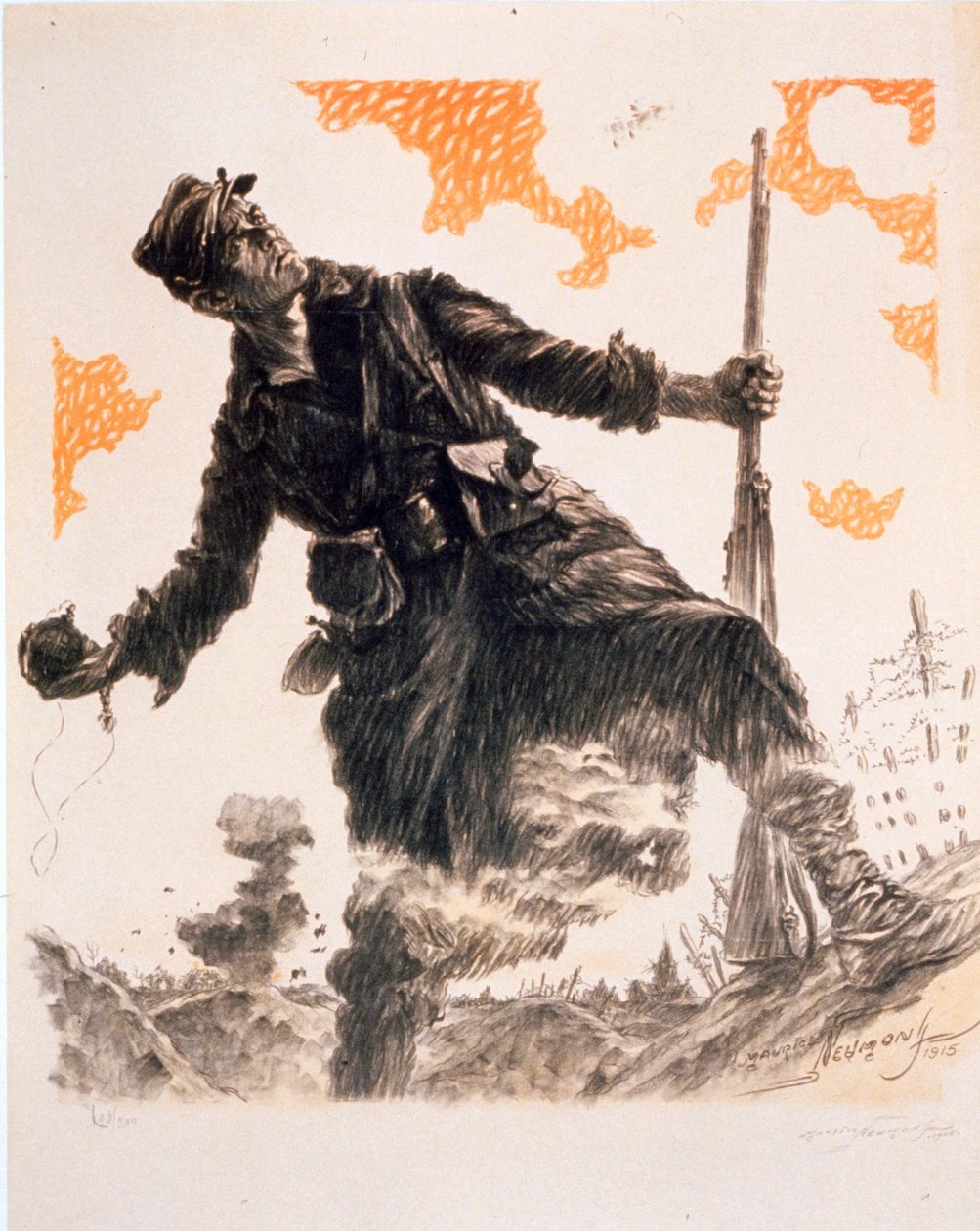 Fransk WWI-propagandaplakat Hairy Day. 25. og 26. desember 1915, pub. 1915 av Maurice Louis Henri Neumont
