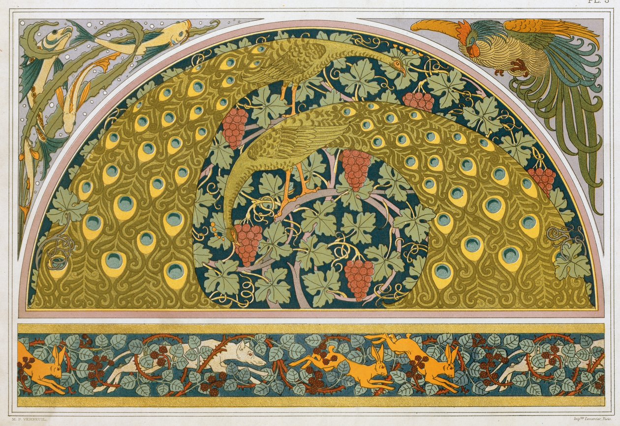 Design for border og hjørne, pub. 1897. av Maurice Pillard Verneuil