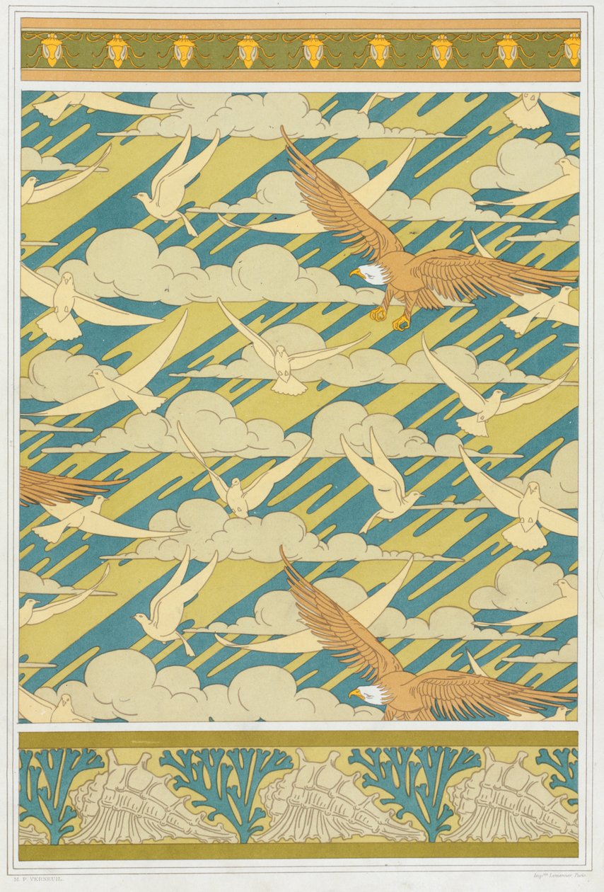Design for tapet border Squash Bug, pub. 1897. av Maurice Pillard Verneuil