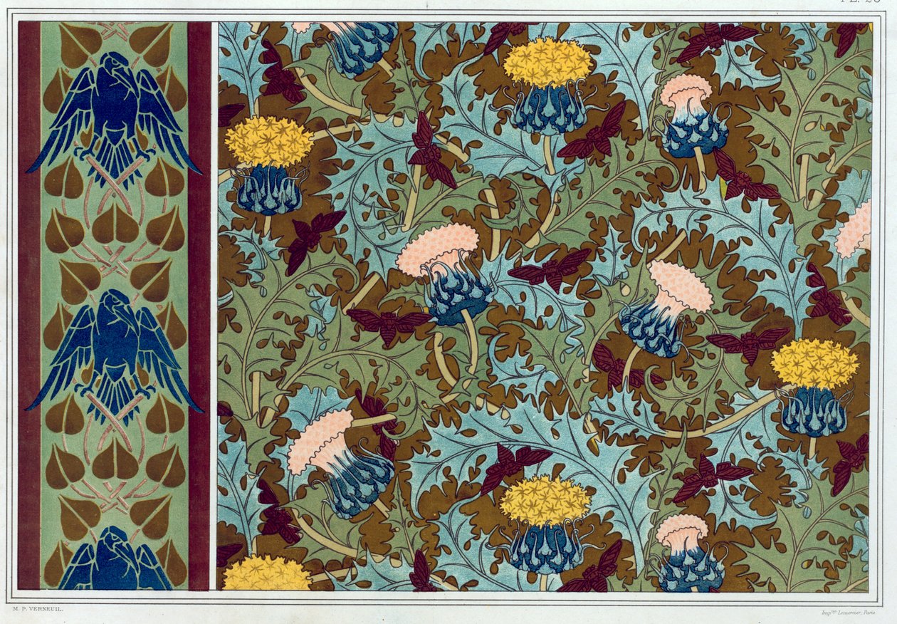 Design for tapetkanter og trykt stoff, pub. 1897. av Maurice Pillard Verneuil