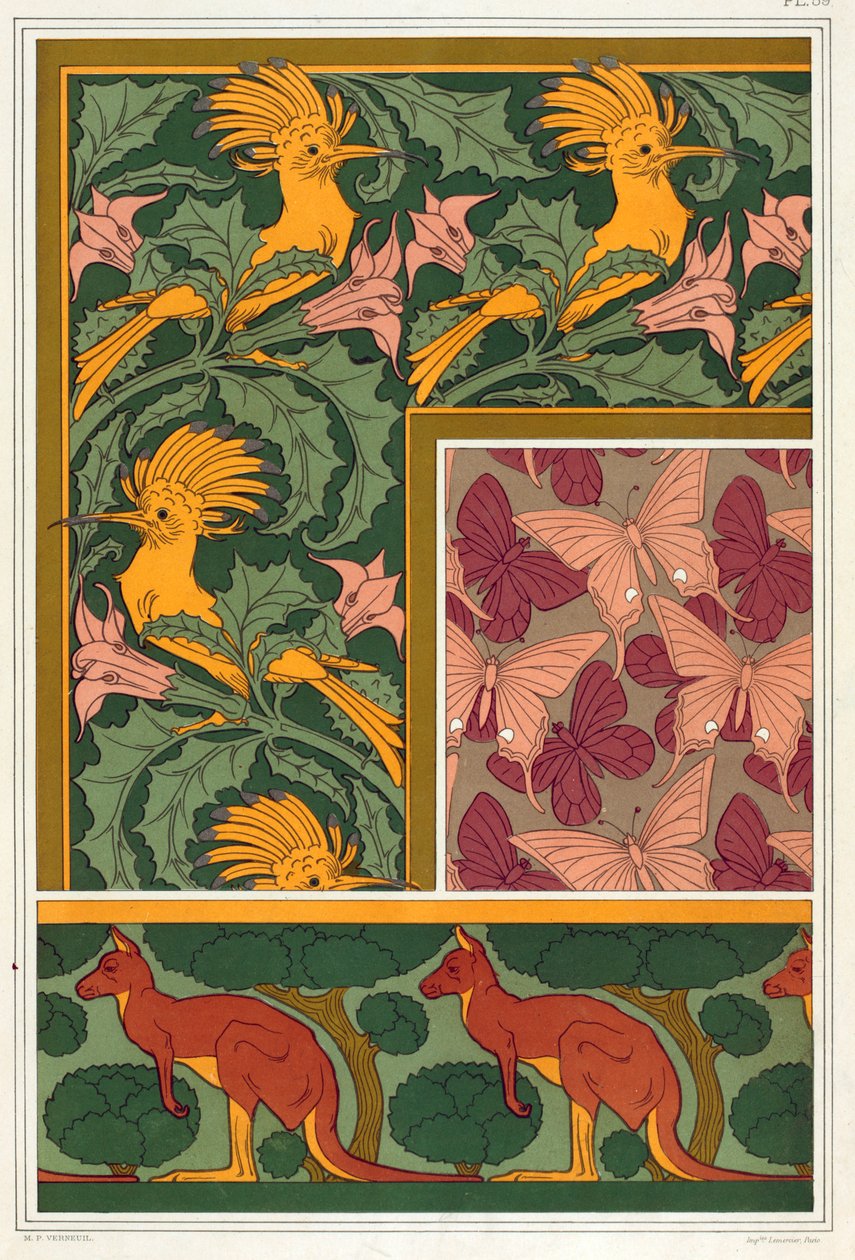 Design for tapetkanter og silkestoff, pub. 1897. av Maurice Pillard Verneuil