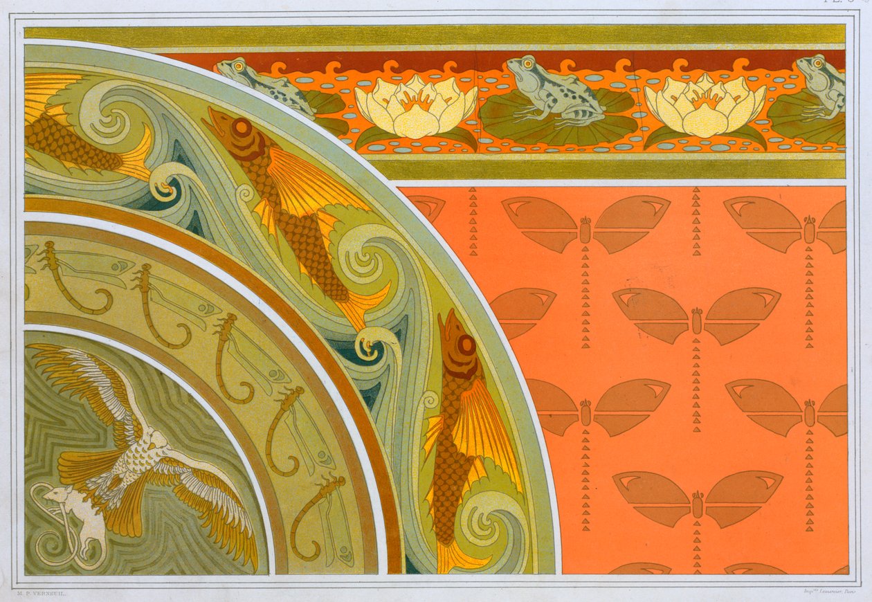 Design for tapetkanter, pub. 1897. av Maurice Pillard Verneuil