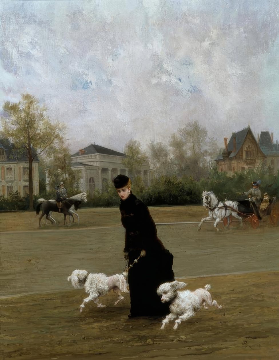 M.Poirson, Elegante au Bois de Boulogne, Paris / Gem., 1877 av Maurice Poirson