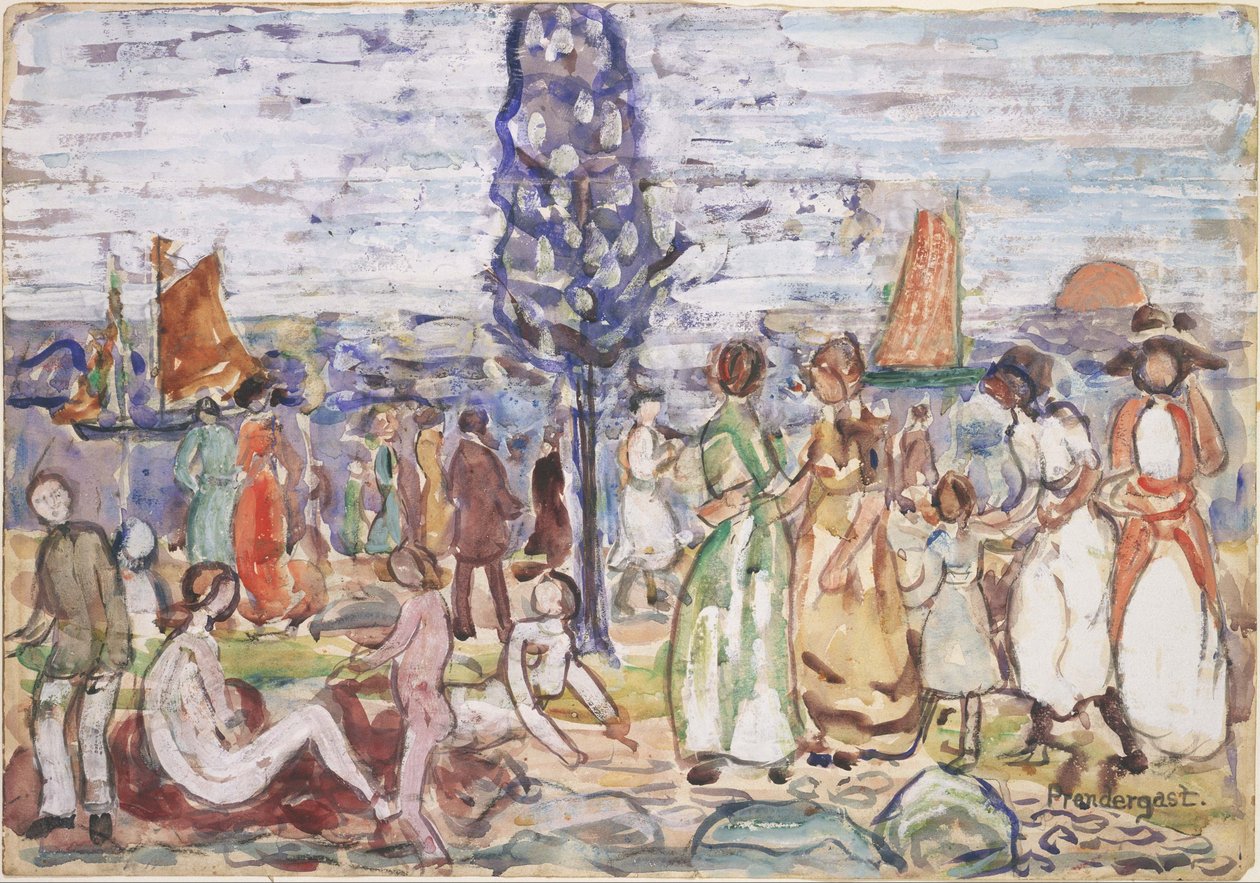 Strand med blått tre av Maurice Prendergast