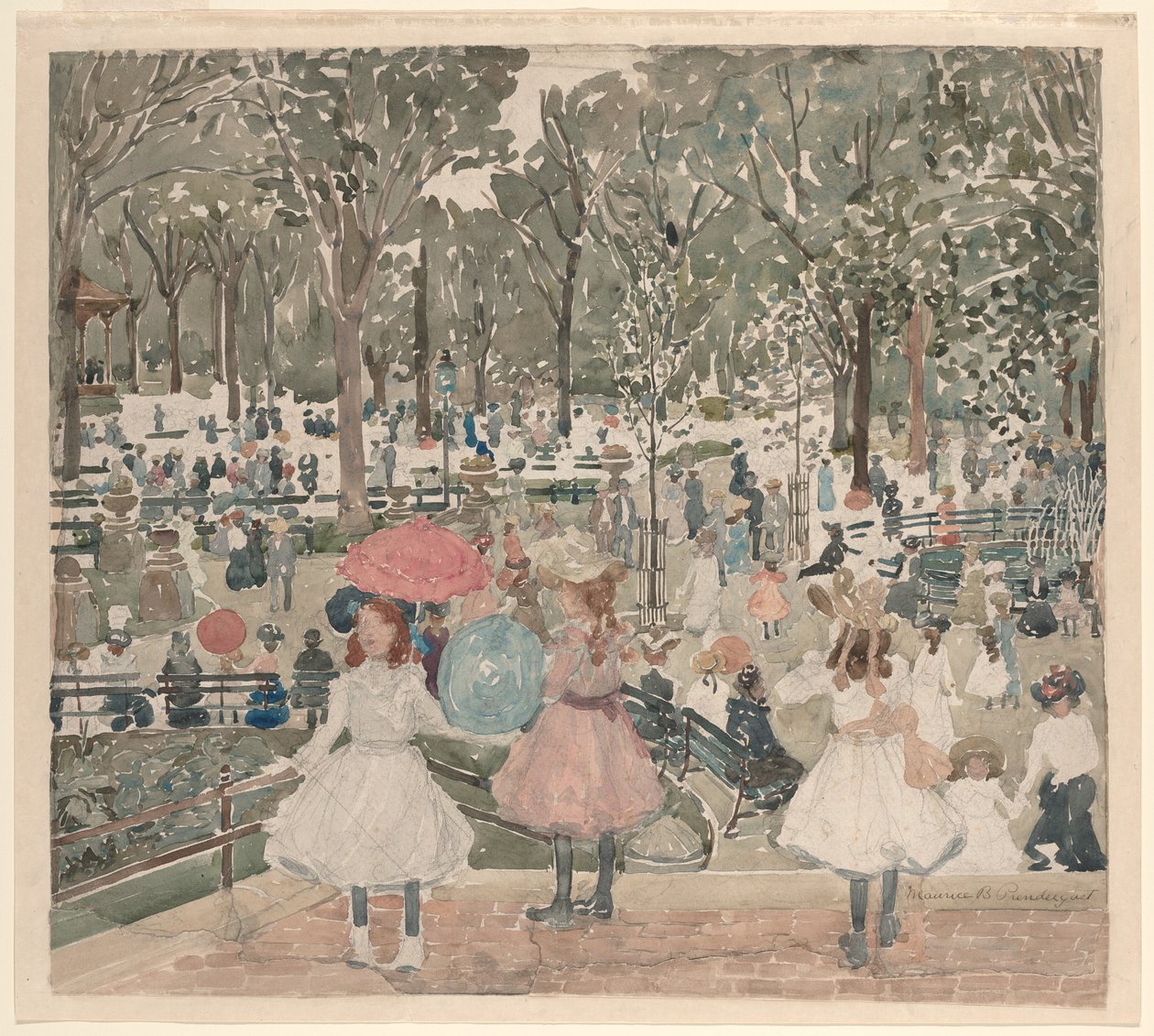 The Mall, Central Park av Maurice Brazil Prendergast
