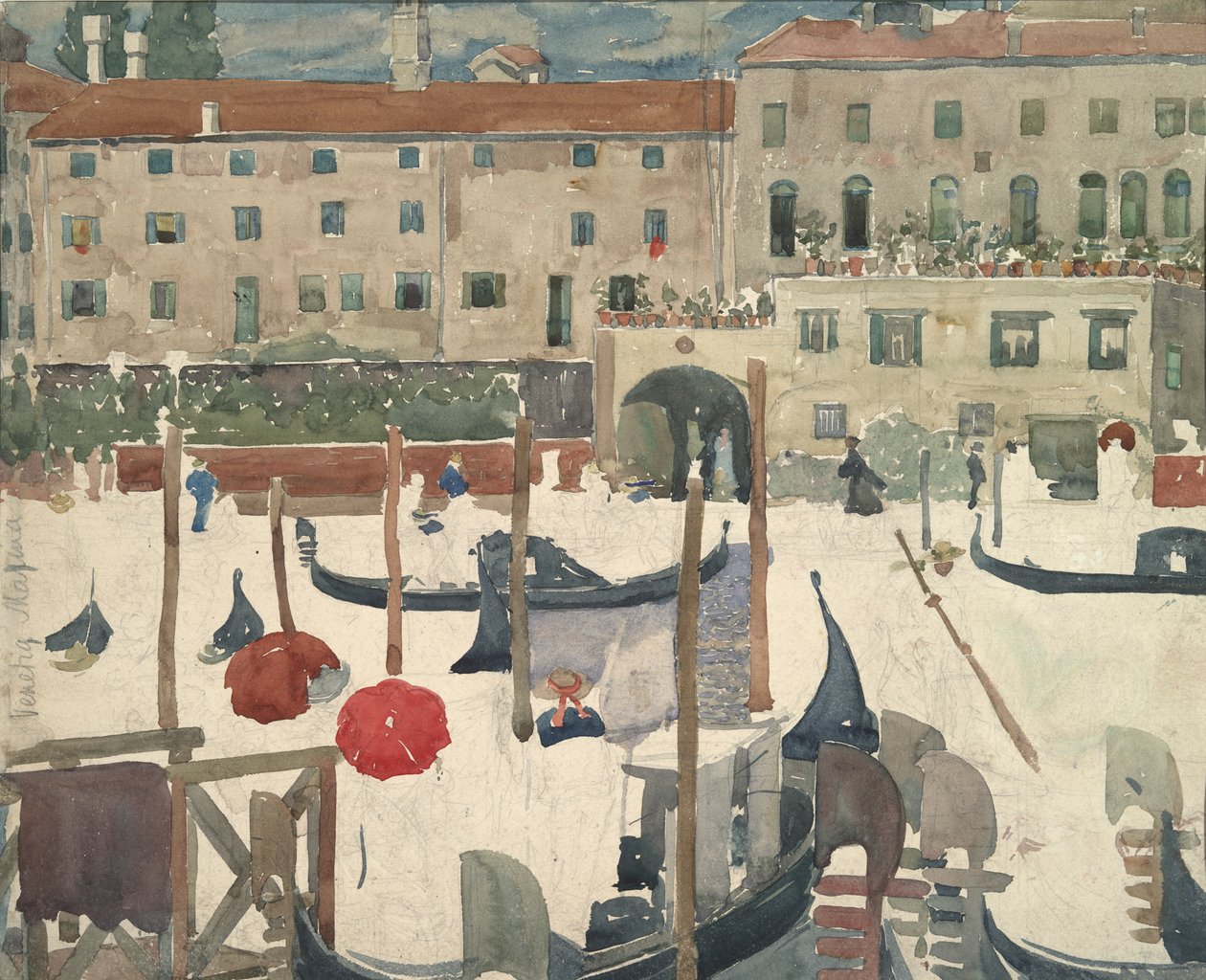 The Quai, Venezia (recto); Venetia Marina (verso) av Maurice Brazil Prendergast