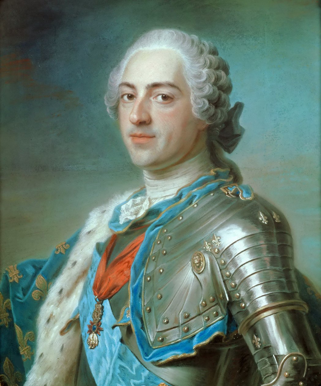Portrett av kong Ludvig XV av Frankrike 1710-1774, ca 1748. av Maurice Quentin de La Tour