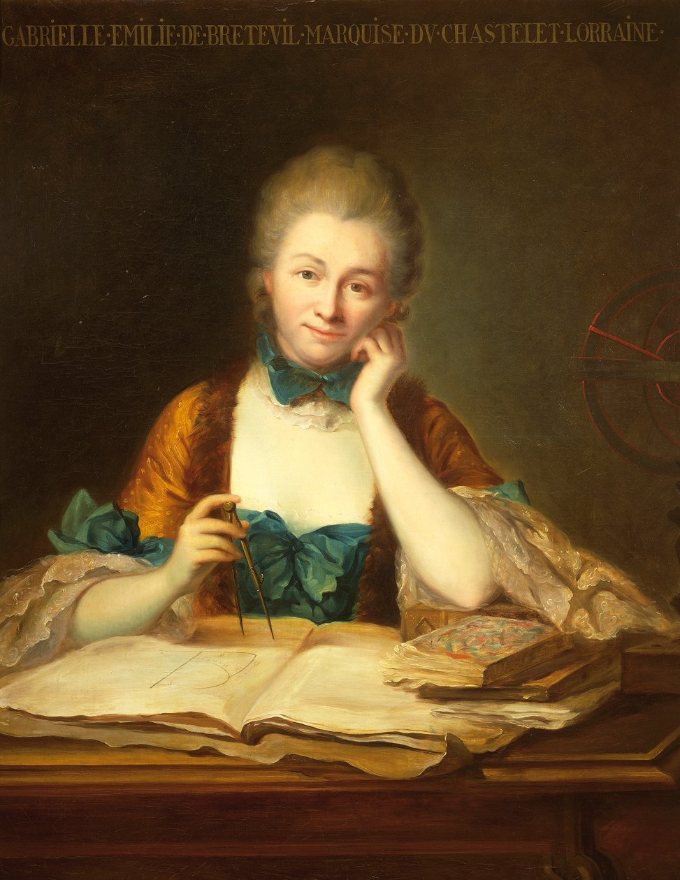 Portrett av Gabrielle Emilie Le Tonnelier de Breteuil, Marquise de Chatelet (Paris av Maurice Quentin de La Tour