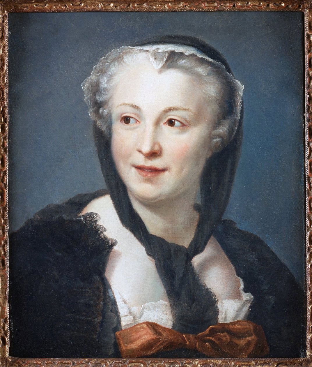 Portrett av romanforfatteren Francoise de Graffigny (1695-1758) av La Tour, Maurice Quentin de (1704-1788). Pastell på lerret, størrelse: 46,5x38, , Privat samling av Maurice Quentin de La Tour
