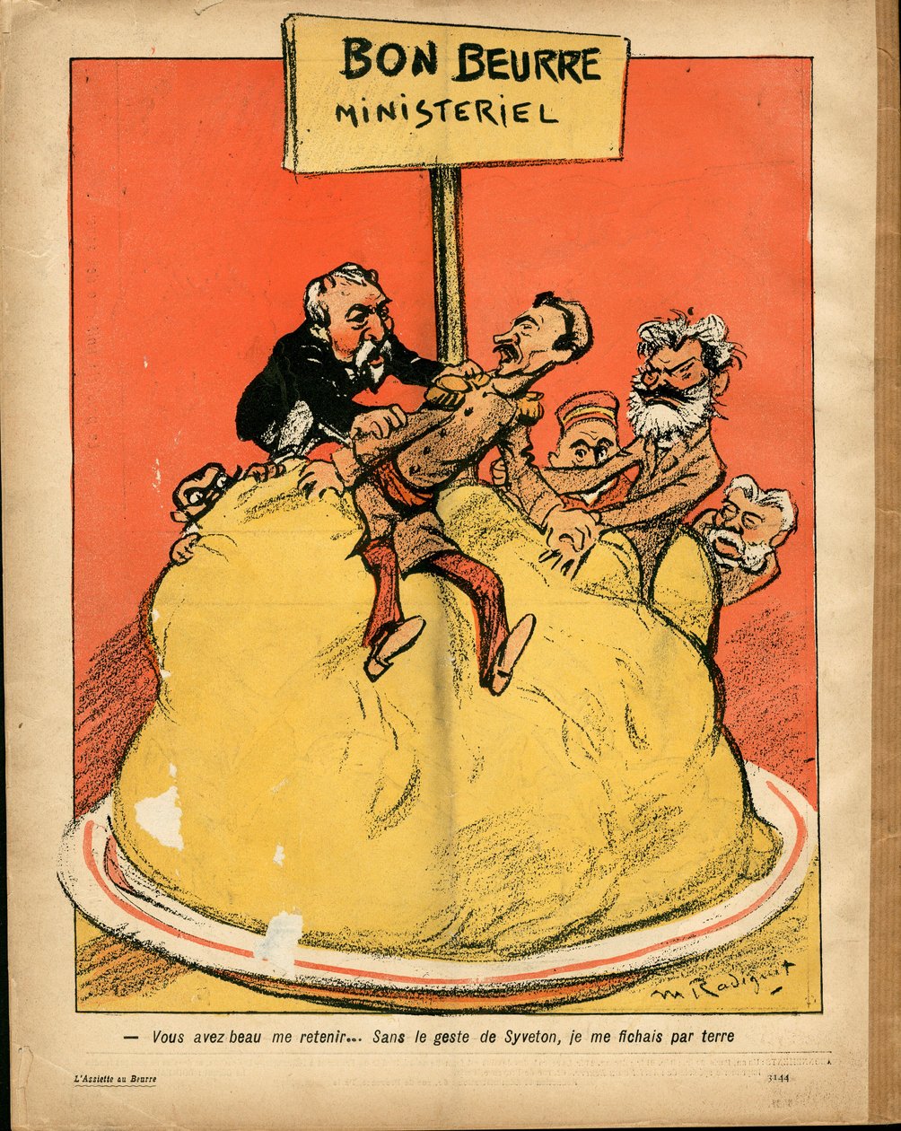 The Butter Plate, nummer 188, satirisk i farge av Maurice Radiguet