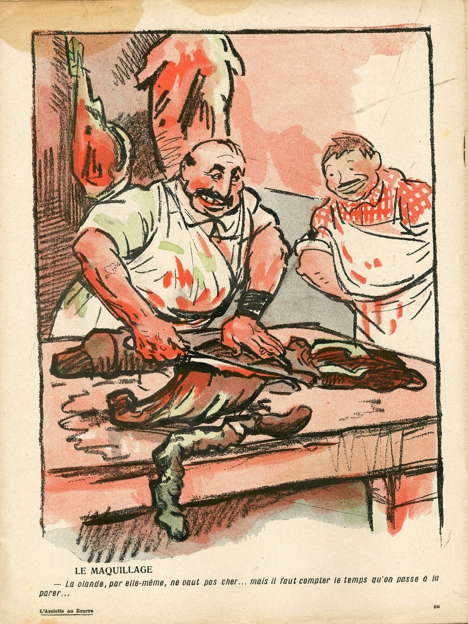 The Butter Plate, nummer 368, satirisk i farge av Maurice Radiguet