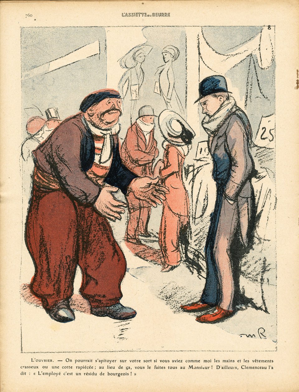 The Butter Plate, nummer 516, satirisk i farge av Maurice Radiguet