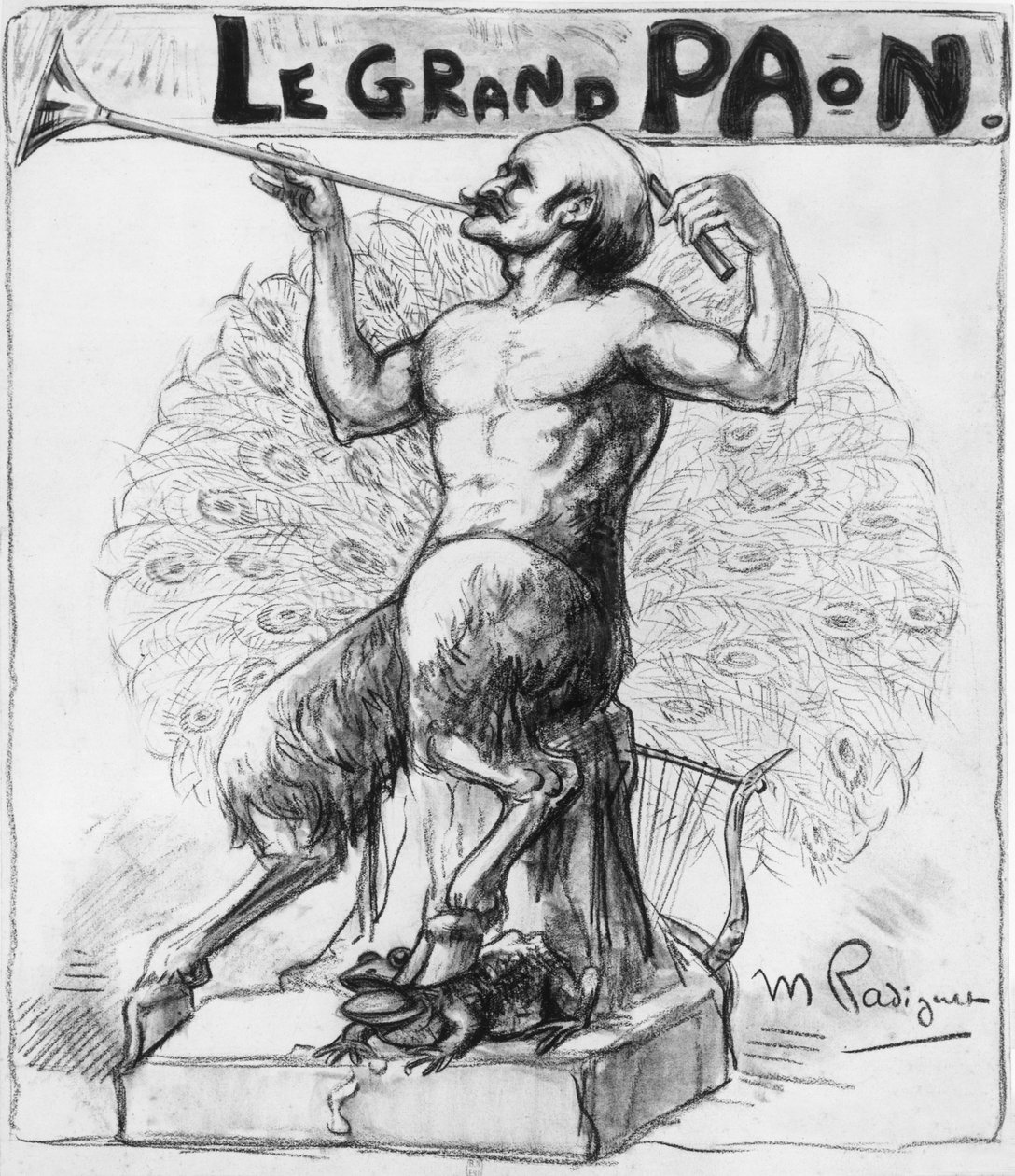 Den store påfuglen, tegneserie av Maurice Radiguet av Edmond Rostand (1868-1918) fransk forfatter av Maurice Radiguet