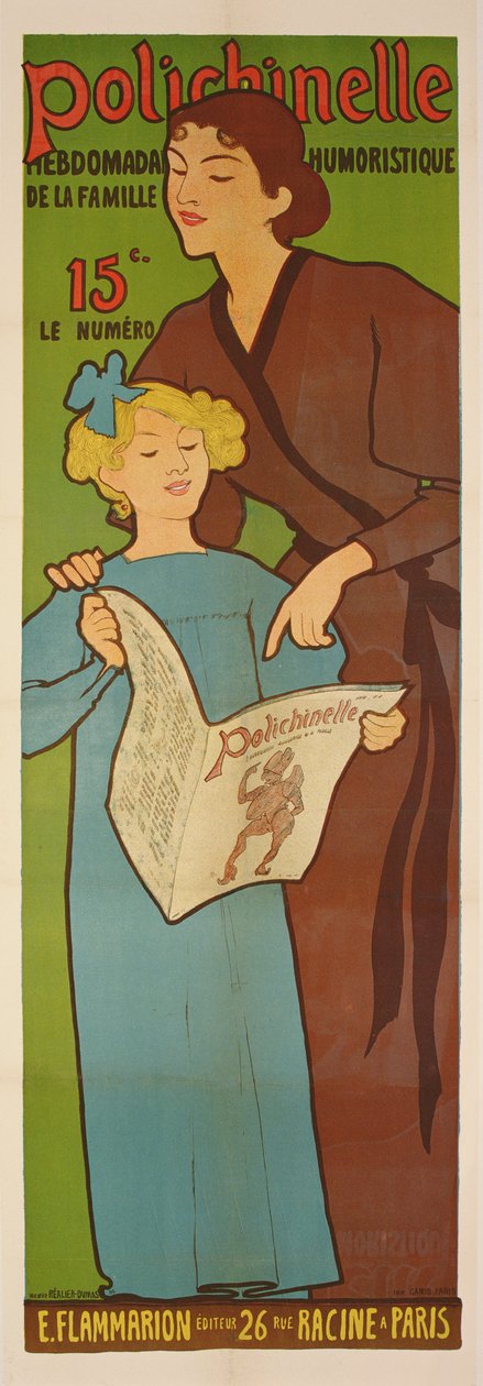 Plakat for den ukentlige humoristiske avisen Polichinelle, 1896 av Maurice Realier Dumas