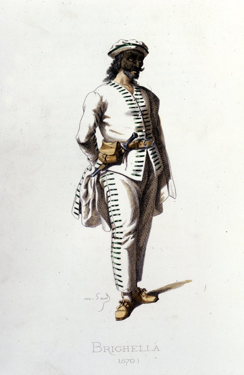 Brighellas karakter i 1570. Maurice Sand “” Masks and Jesters”” Paris 1800-tallet. (Maurice Sand var George Sands sønn). av Maurice Sand