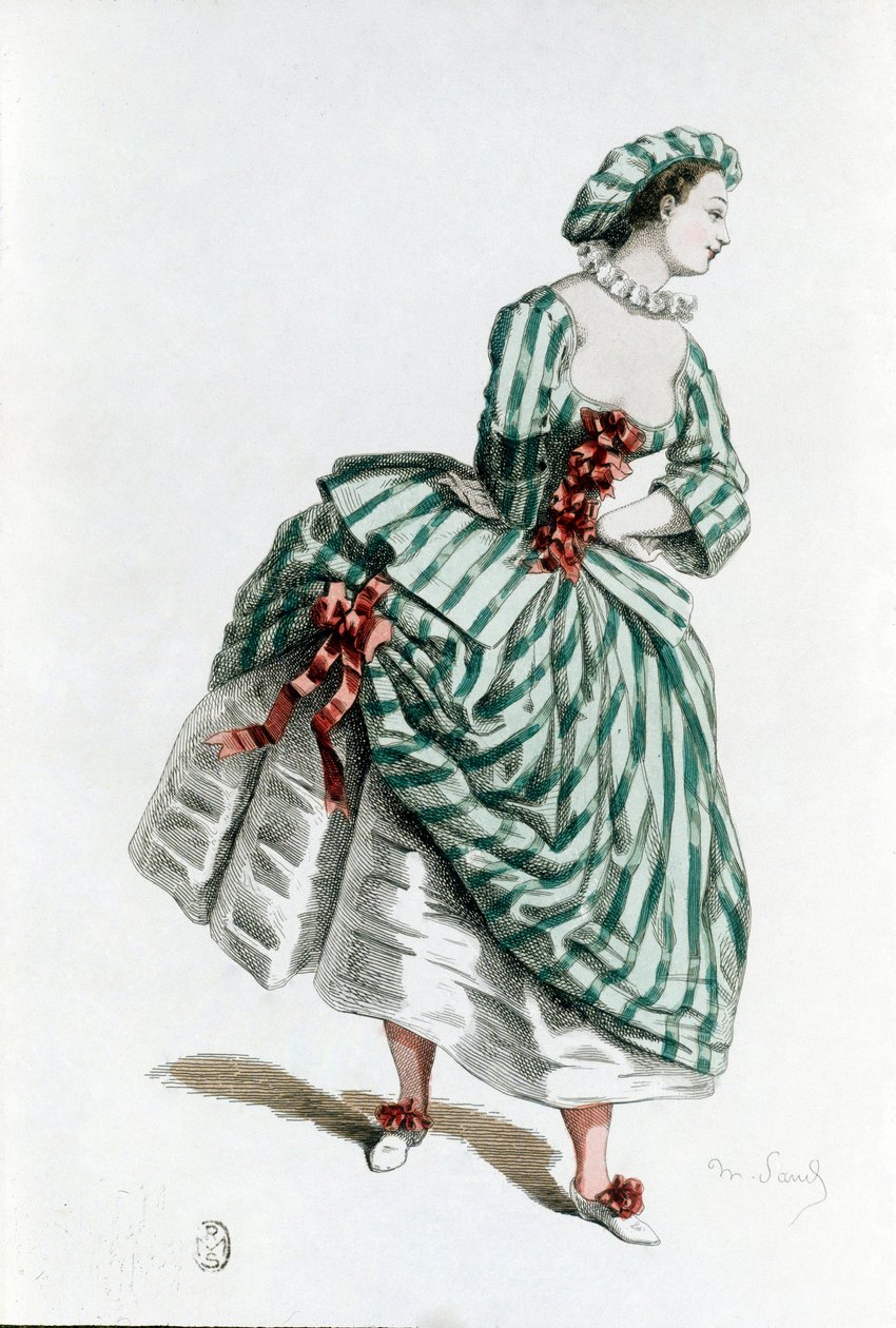 Kostyme og maske av Colombine (corallina) i 1855, kvinnelig karakter i commedia dell