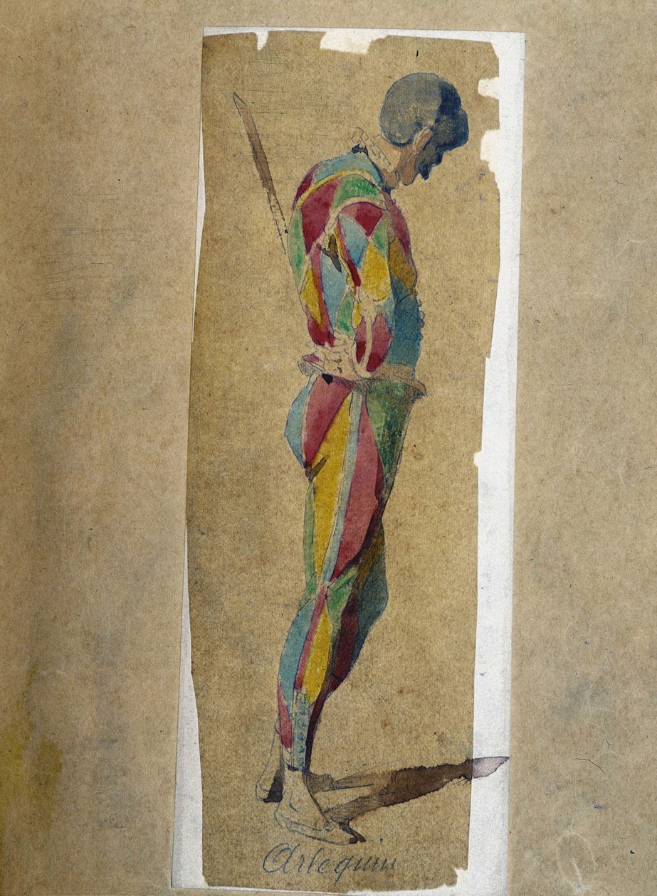 Harlekin, fra "" Masques et bouffons"" (italiensk komedie), tekst og tegninger av Maurice Sand, graveringer av A. Manceau, forord av Georges Sand av Maurice Sand