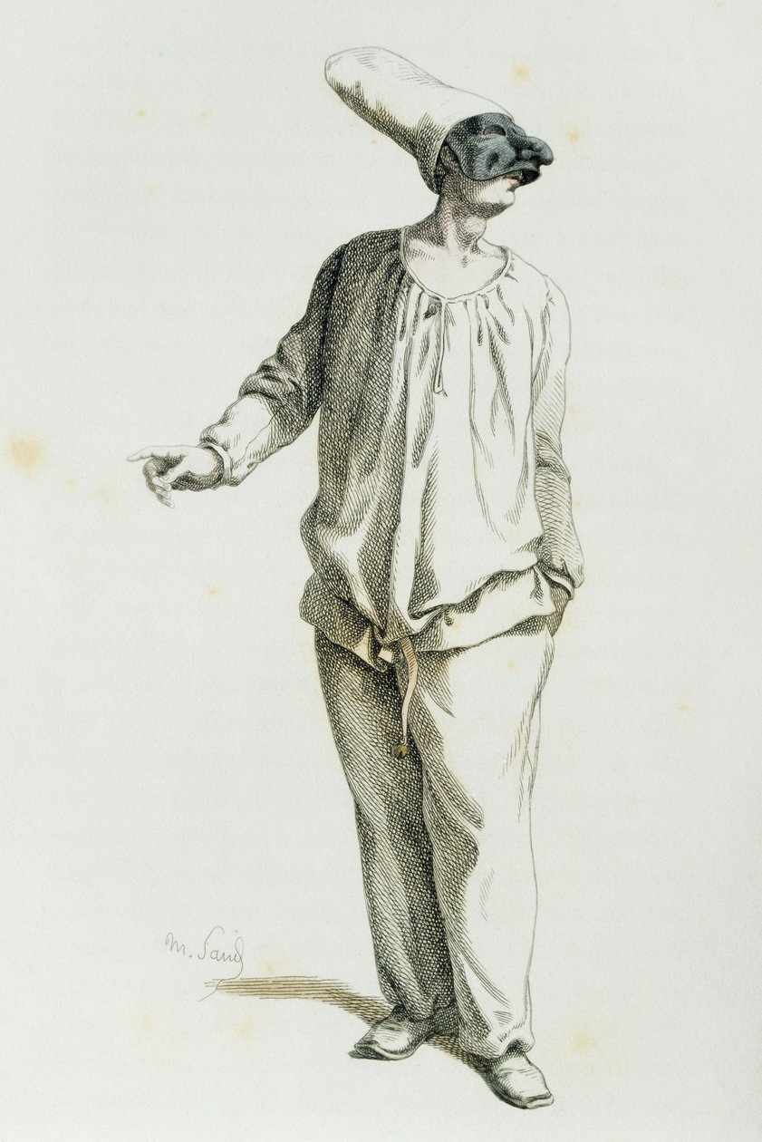 Pulcinella i 1800, av Maurice Sand (1823-1889) av Maurice Sand