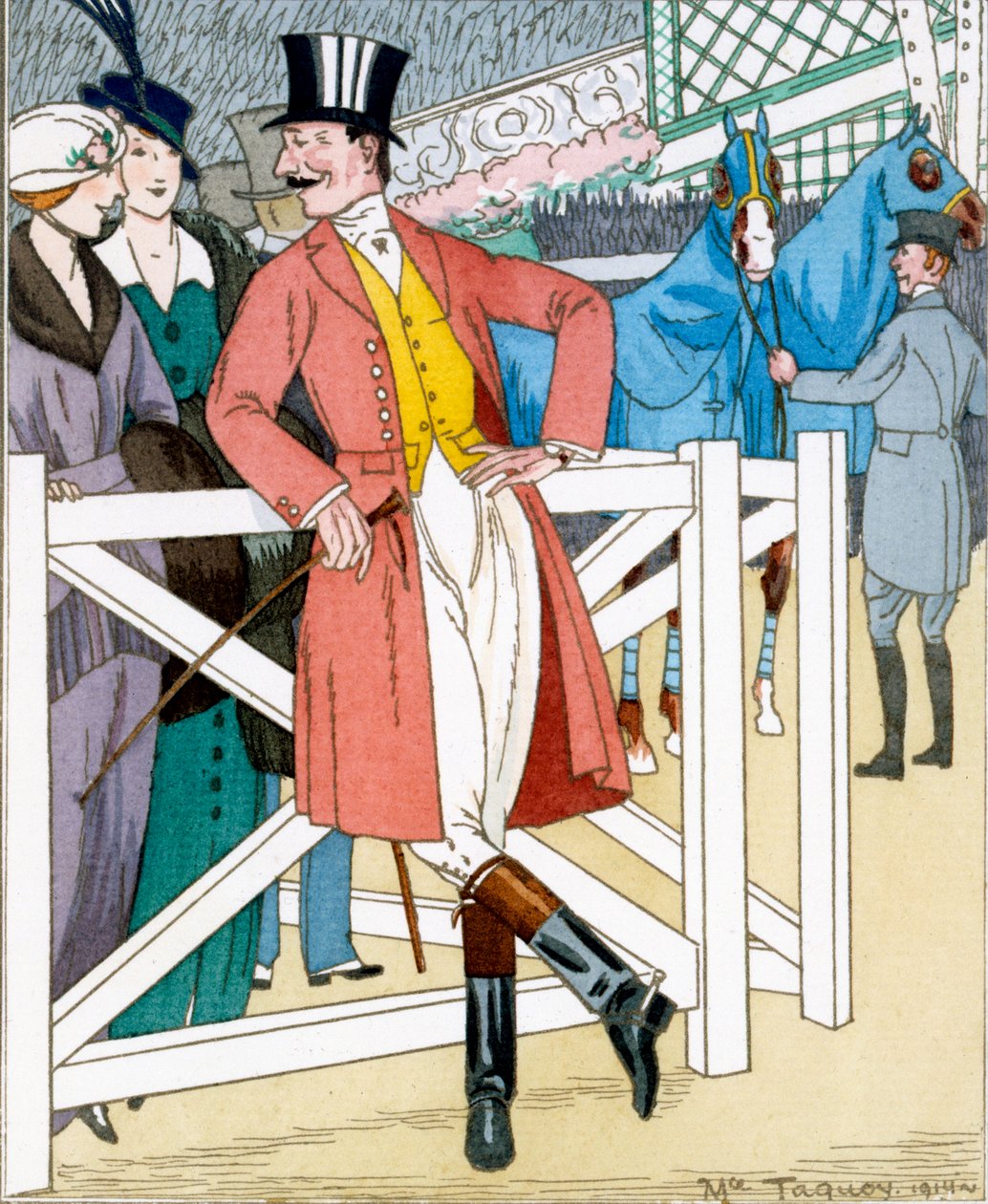 "Gazette du Bon Ton": N. 4, Les Propos Disobligants, holdt for Concours Hippique av Maurice Taquoy
