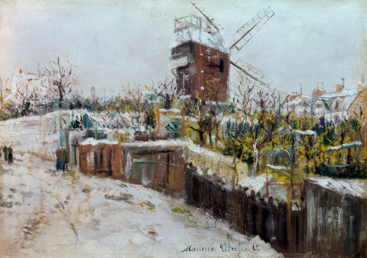 Moulin de la Galette i snøen av Maurice Utrillo