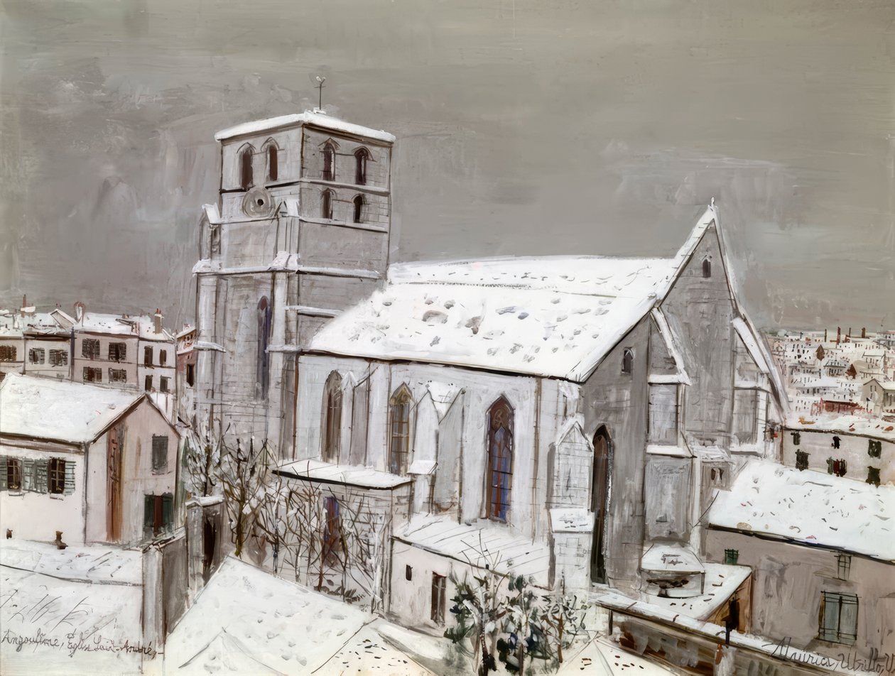Saint Andrews kirke, Angoulême, i snøen av Maurice Utrillo