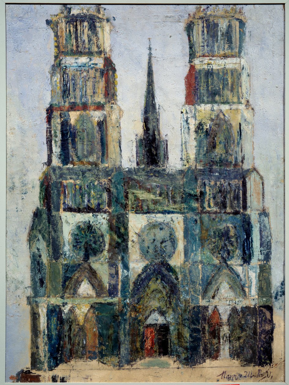Stor katedral eller katedralen i Orleans, ca. 1913 (olje på parkettkryssfiner) av Maurice Utrillo