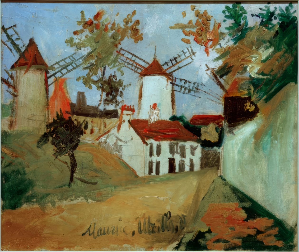 De tre møllene i Montmartre av Maurice Utrillo