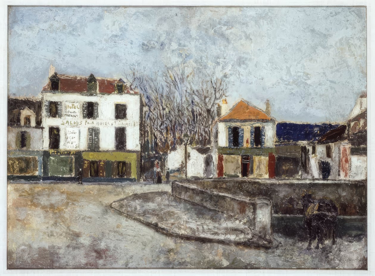 Place du Pont i Sarcelles av Maurice Utrillo