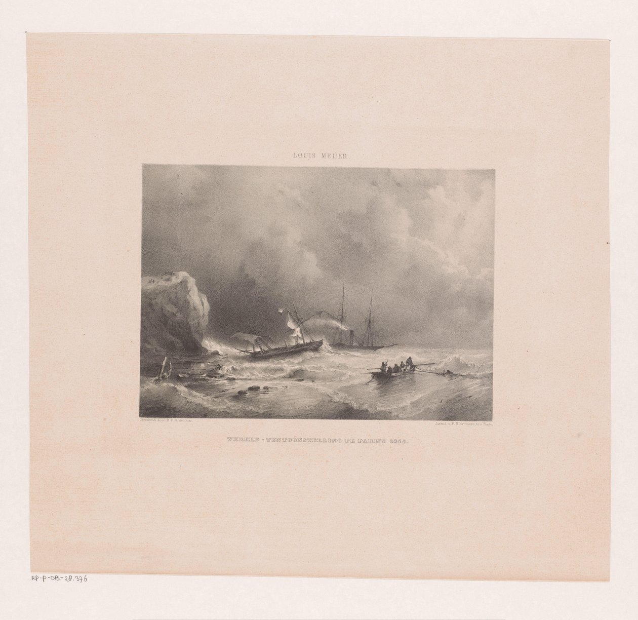 Båter i nød under en storm på havet av Maurits Frederik Hendrik De Haas