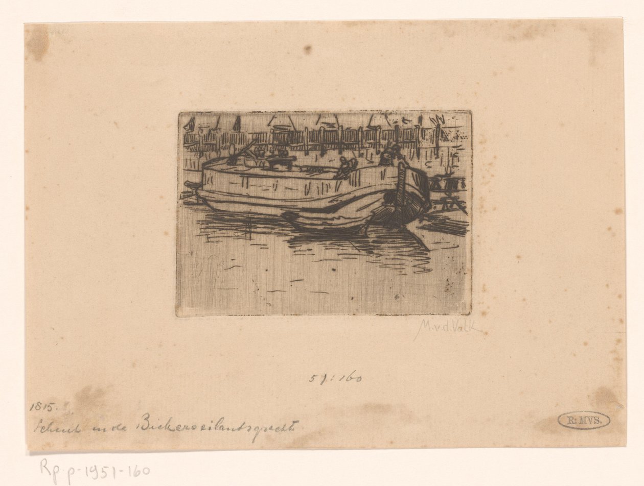 Båt i Bickersgracht, Amsterdam av Maurits van der Valk (signed by artist)