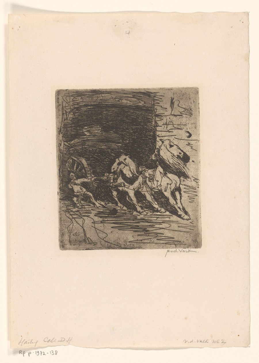 Hester med vogn Karriere (original tittel) av Maurits van der Valk (signed by artist)