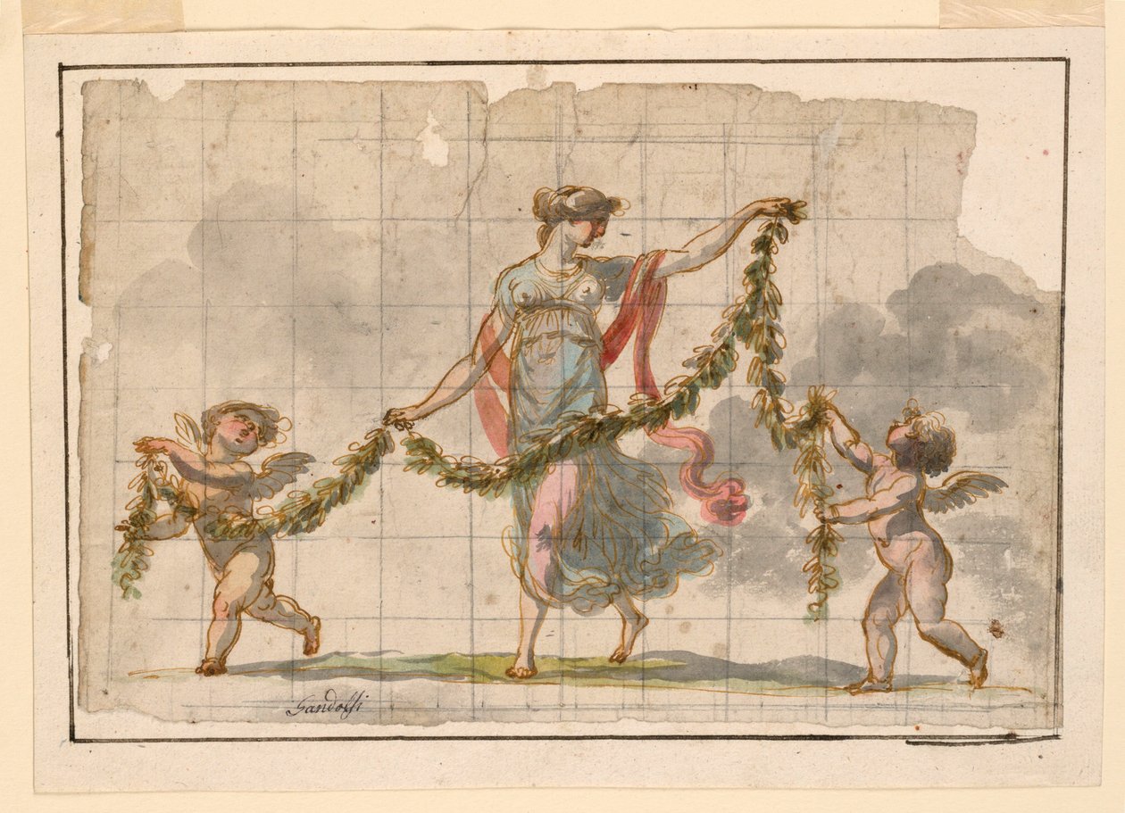 Tegning, Veggmaleri, ca. 1820 av Mauro Gandolfi