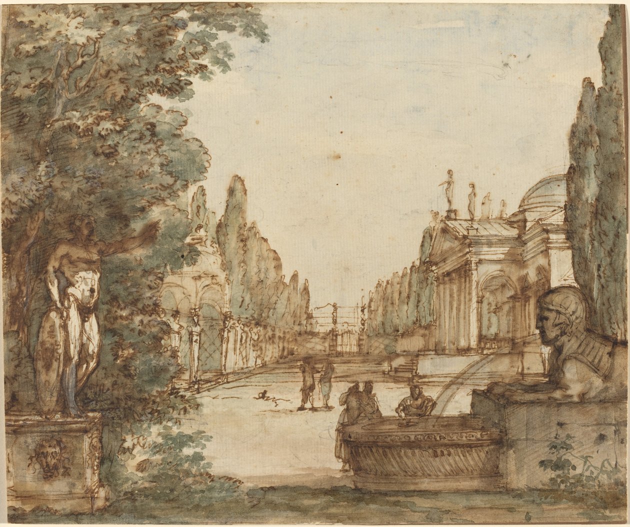 Capriccio med en palladisk villa av Mauro Antonio Tesi