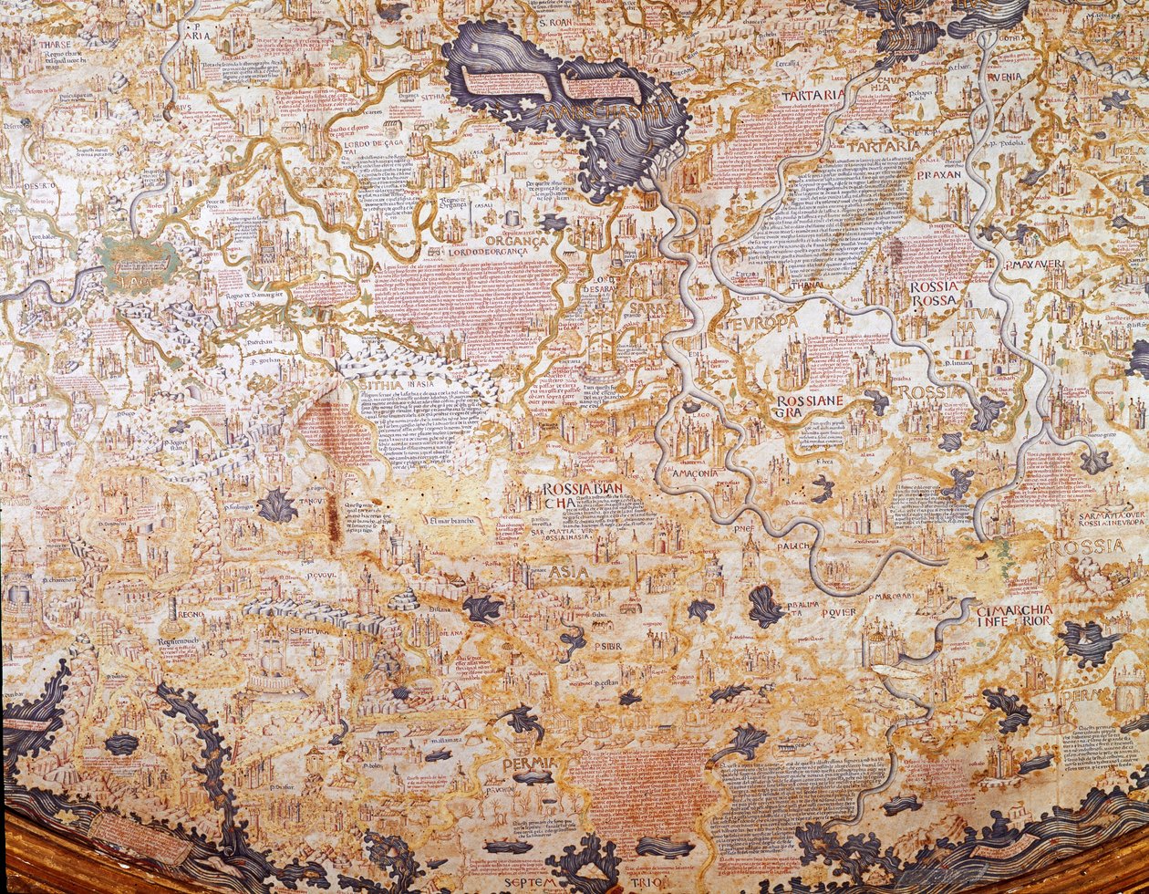 Utsikt over Russland Detalj av verdenskartet (mappamundi) til bror Maurus (Mauro) camaldolese 1459 Biblioteca Marciana, Venezia av Mauro Fra