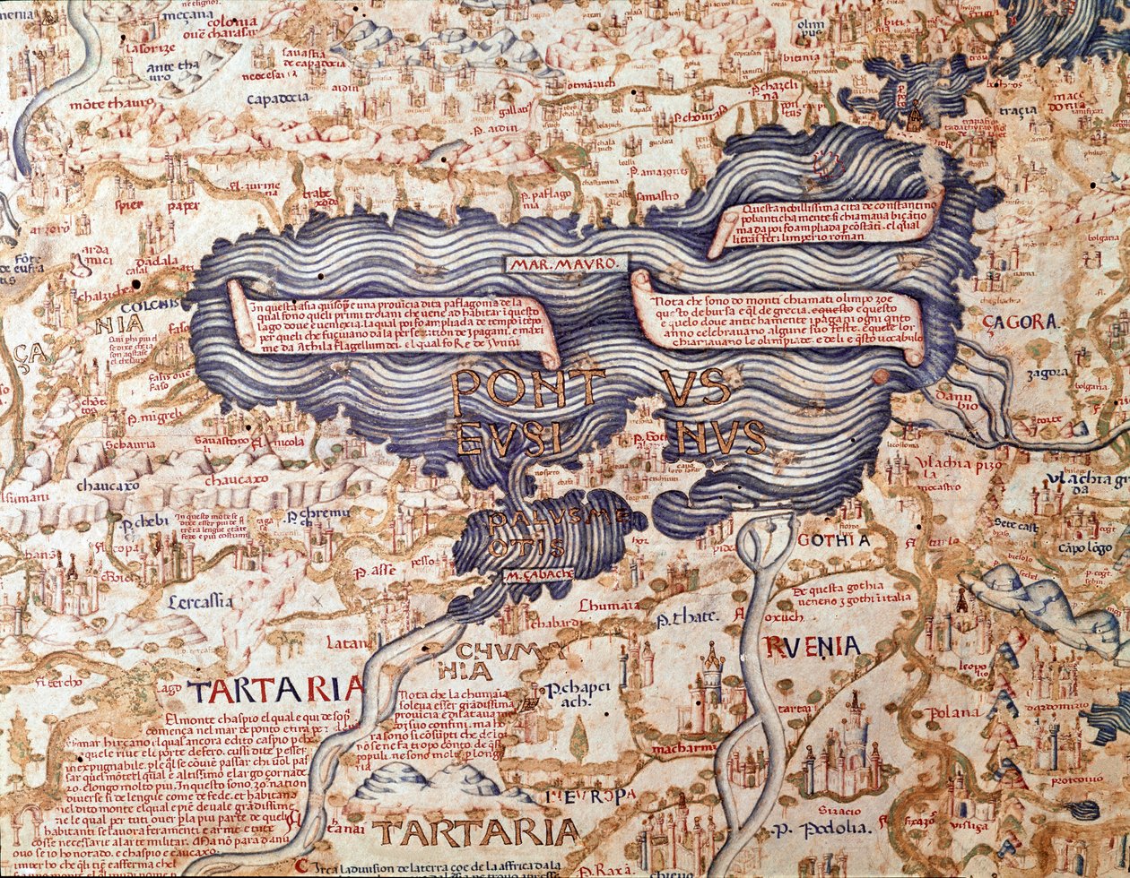 Utsikt over Svartehavet Detalj av verdenskartet (mappamundi) til bror Maurus (Mauro) camaldolese 1459 Biblioteca Marciana, Venezia av Mauro Fra