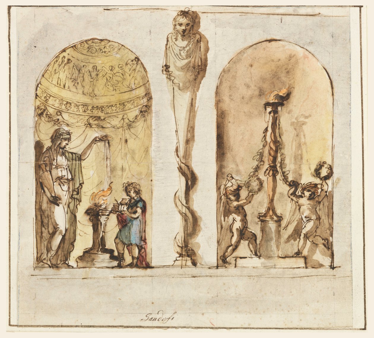 Tegning, malt veggdekorasjon, 1800–1830 av Mauro Gandolfi