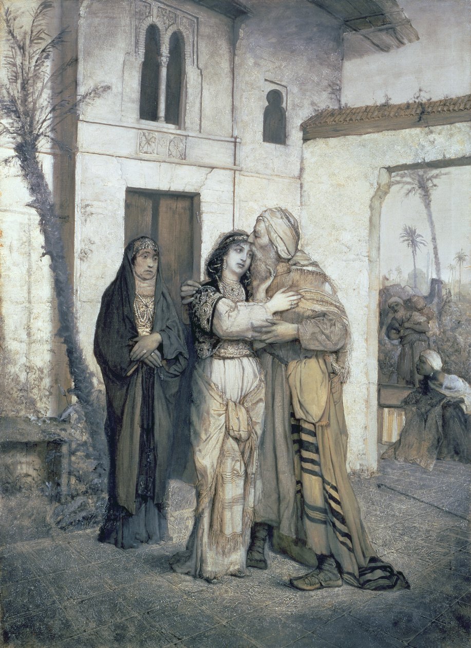 Nathan møtt av Rachel, 1876 av Maurycy Gottlieb