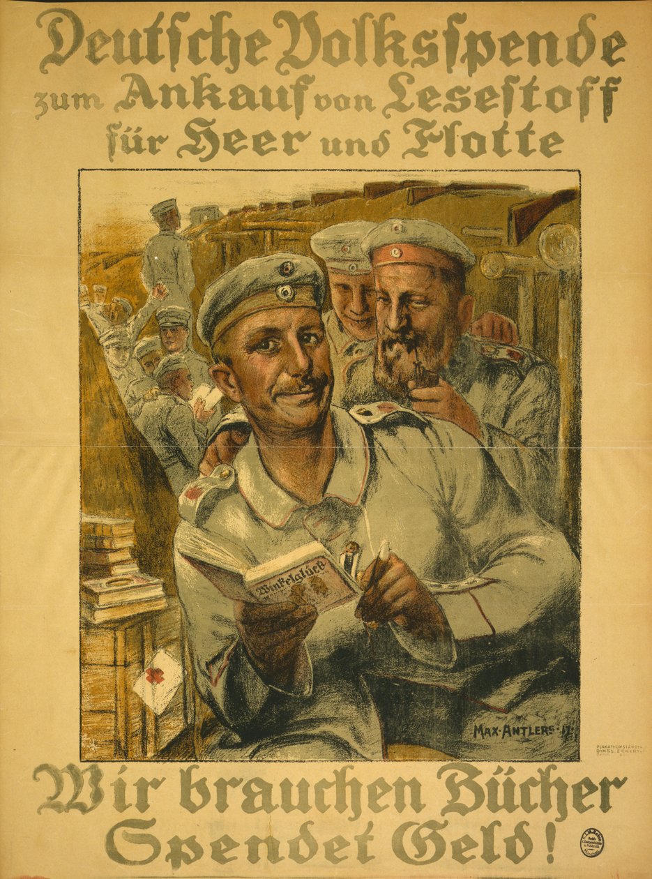 Vi trenger bøker, doner penger!, 1917 av Max Antlers
