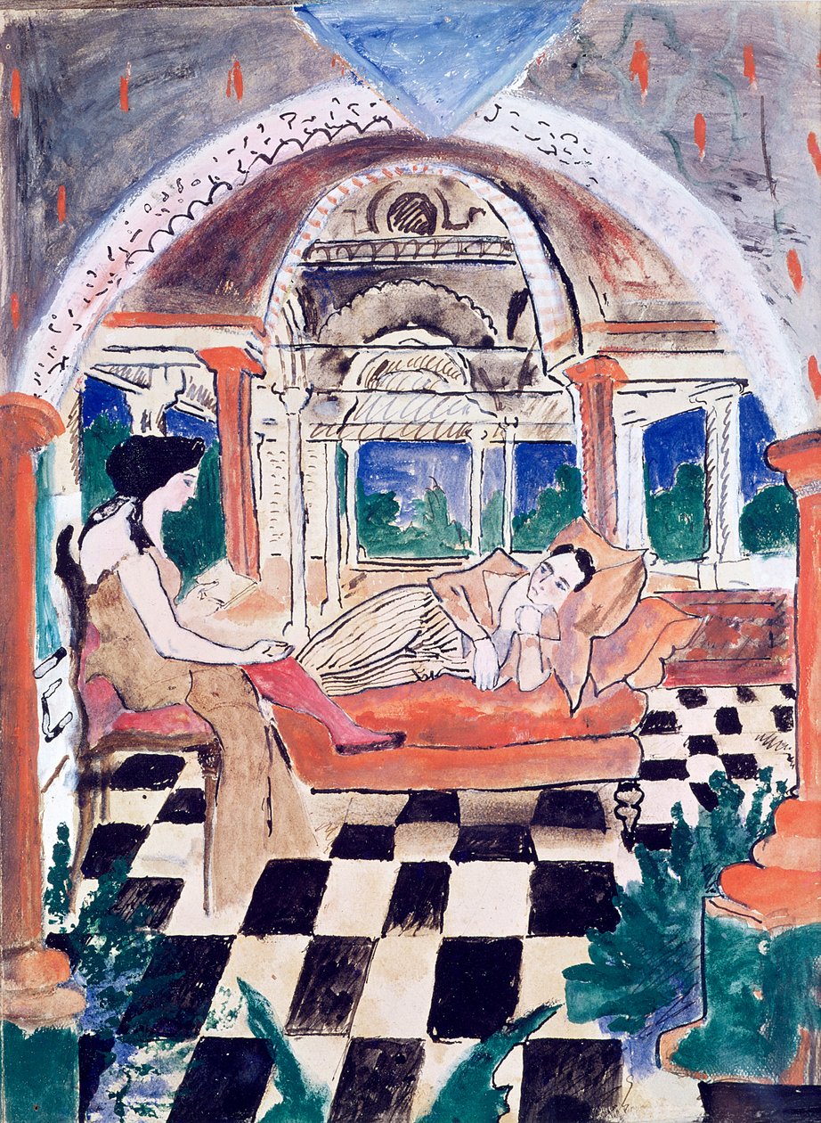 Apollinaire and his Muse (wc und gouache på papir) av Max Jacob