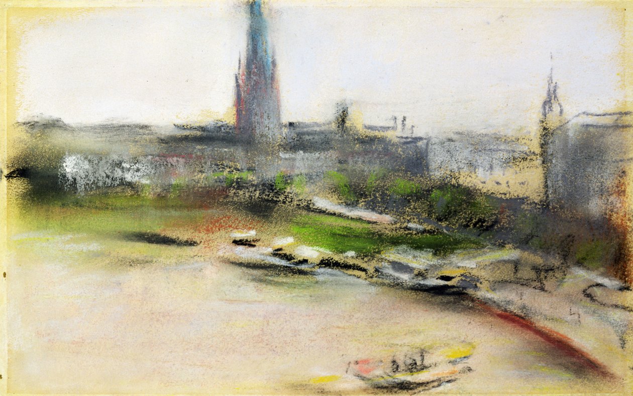 Binnenalster ved Jungfernstieg, 1909 (pastell på papir) av Max Liebermann