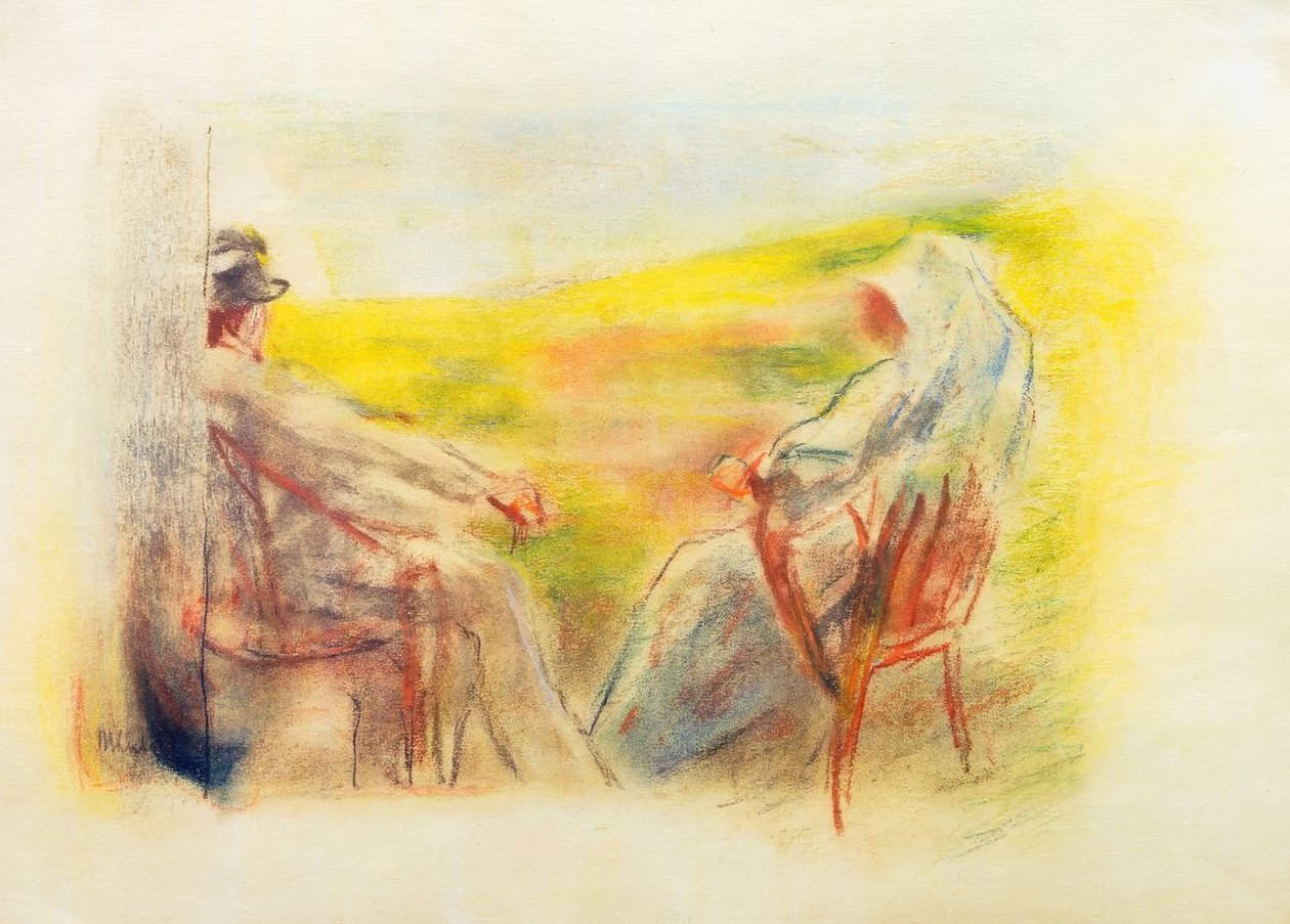 Dame og herre foran et sanddynelandskap av Max Liebermann